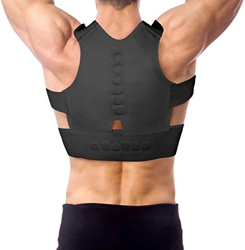 Aofit 12 Magnets Pull Shoulder Straps Back Support Corrector Shoulder Posture (XXL 36.61"-37.01", Black)
