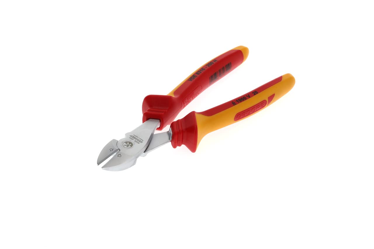 GEDORE VDE Power side cutter for hard (piano) wire up to 1.4-2 mm dia., Insulated, Electric, Length 200 mm, VDE 8316-200 H