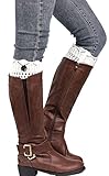 AnVei-Nao Womens Stretch Knitted Button Boot Leg Cuffs Leg Warmers Topper Socks White