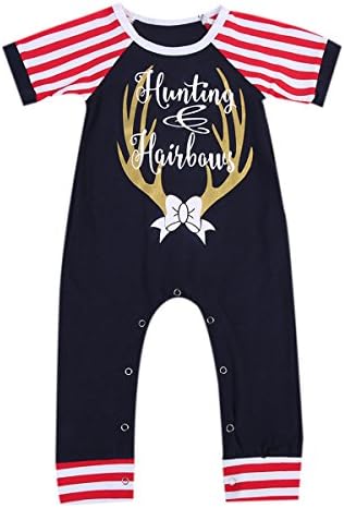Baby Girls Boys Short Sleeve Black And Red Romper Jumpsuit Outfit Set (6-12 Month, Black)