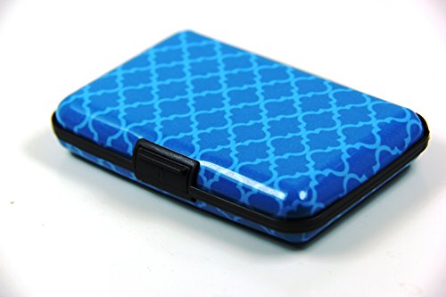 Aluminum RFID Blocking Credit Card Holder for Men & Women - Cool Slim Metal Business Card Case (Blue Web) - Thumbnail 2