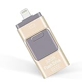 iPhone USB Flash Drive, Lightning Memory Stick Flash Drive Adapter, iOS Flash USB Drive For iPhone/iPad,Android & PC(32G Gold)