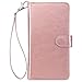 ULAK Compatible with iPhone 8 Plus/iPhone 7 Plus Wallet Case, PU Leather Flip Purse Cover with Credit Card Holders Wrist Strap TPU Skin Case for iPhone 7 Plus/8 Plus 5.5 inch (Rose Gold)