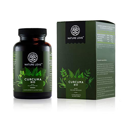 Curcuma Bio capsules – 2150 mg par dose quotidienne. 240 capsules véganes. Testé en laboratoire & certifié bio. Sans stéarate de magnésium. Dosage élevé, végan, fabriqué en Allemagne