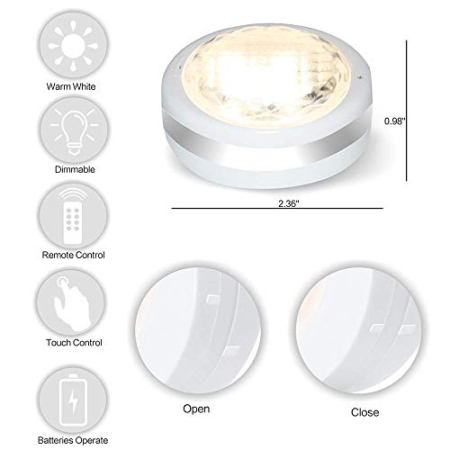 Puck Lights With Remote,Wireless Led Puck Lights Battery Operated, Led Puck Lights With Remote Control, Led Under Cabinet Lighting, Dimmable Closet Light, Battery Powered (diamond pattern puck lights)