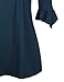 Ninedaily Women's 3/4 Sleeve Vintage V Neck Pleated Long Sleeves Tunic Tops Blue Size XXL