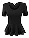 LE3NO Womens Round Neck Peplum Top Blouse