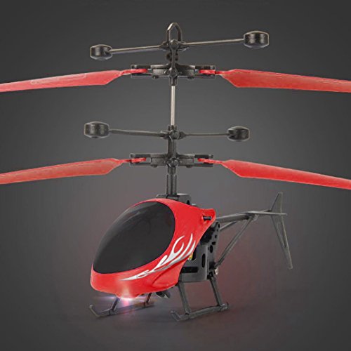 Elevin(TM) Flying Mini RC Infraed Induction Helicopter Aircraft Flashing Light Toys for Kid (Red)