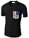 H2H Mens Casual V-neck Short Sleeve T-shirts with American Flag Chest Pocket