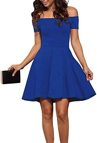 Dressmine Womens Summer Off The Shoulder Dress Sexy Vintage Cocktail Skater Dress