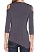 Clothink Women Gray and White Asymmetric neck Cold Shoulder Twist Ruched Blouse