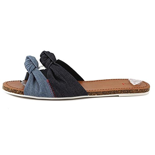 ED by Ellen Womens Shiri Fabric Open Toe Casual Slide Sandals, Blue, Size 6.0