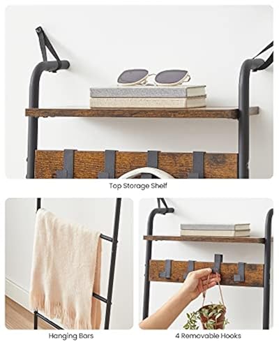 VASAGLE Blanket Ladder Shelf, Blanket Holder Rack for Living Room