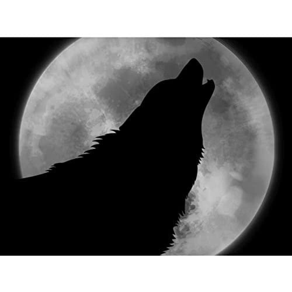 Artery8 Wolf Howling Full Moon Night Nocturnal Animal Art Print Canvas Premium Wall Decor Poster Mural