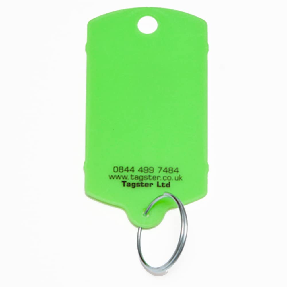 Key tags - Vehicle plastic UNPRINTED key tags (200) with metal rings (Green)