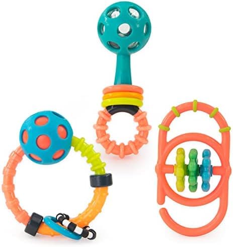 Sassy My First Rattles Newborn Gift Set with 3 Soft and Flexible Rattles,Ages 0+ Months,(Pack of 6)