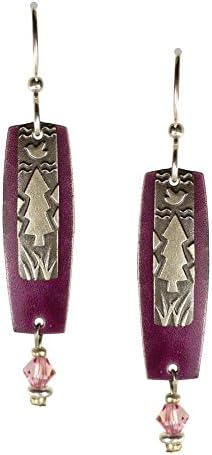 Joseph Brinton Silvery Purple Tree Bird Earrings 6975-24