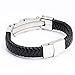 Jusnova Mens Stainless Steel Braided Leather Bracelet Bangle 8.6 Inches Silver Color