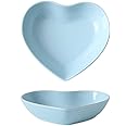 WAIT FLY Colorful Heart Shaped Ceramic Salad Bowls, Dessert Bowls, Ice Cream Bowls, Serving Bowls for Cereal Soup Snacks Appetizer-1 PCS-Blue-6.5 Inch