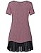 Timeson Women's Short Sleeve Pleated Chiffon Hem Loose T-Shirt Tunic Dress (Large, Wine)