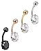ORAZIO 3-6Pcs 14G Stainless Steel Belly Button Rings Cubic Zirconia Navel Bars Body Piercing