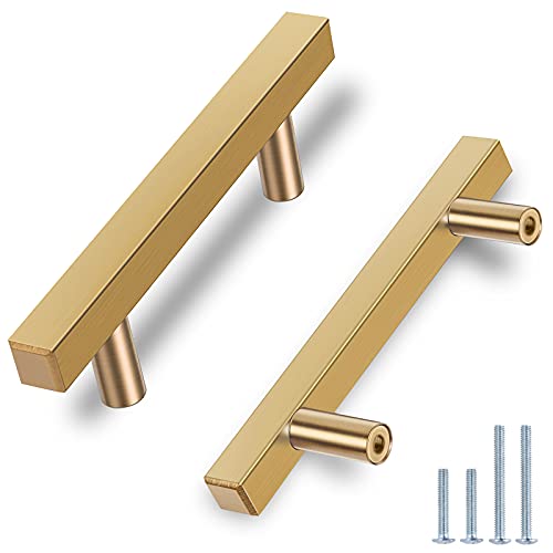 HBL' 10 Pack 3 Inch Hole to Hole Brushed Gold Pulls Kitchen