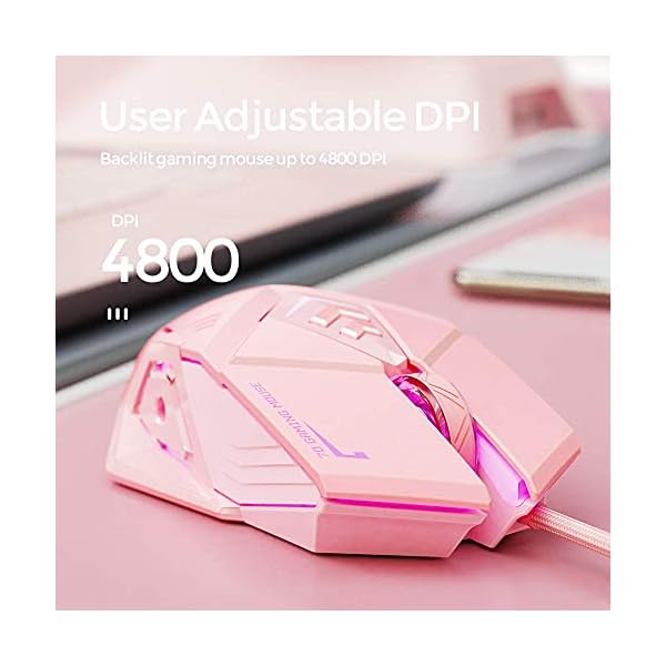 INPHIC-Pink-Gaming-Mouse-USB-optical-wired-mouse-RGB-backlight-4-Levels-adjustable-DPI-up-to-4800-Silent-click-ergonomic-and-7-programmable-buttons-design-PC-Gaming-Mice-for-Windows-System INPHIC Pink Gaming Mouse, USB Optical Wired mouse RGB Backlight 4 Levels Adjustable DPI up to 4800, Silent Click Ergonomic 7 Programmable Buttons Design PC Gaming Mice for Windows System