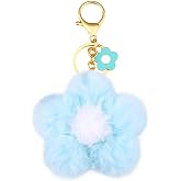 MXXGMYJ Flower Plush Keychain for Women Fuzzy Flower Keychain for Handbag Purse Bag Charms Birthday Gifts for Girls