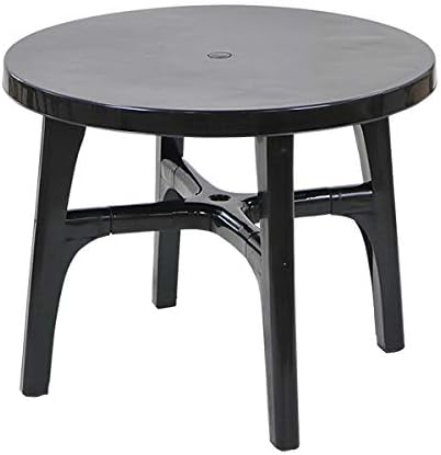 ガーデンテーブル ポリプロピレン製 Pp ブラック 軽量で持ち運び簡単 ガーデンファニチャー ガーデン テーブル アウトドア アウトドアテーブル おしゃれ パラソル使用可 屋外用 庭 テラス バルコニー 丸型 円形 ラウンド プラスチック 黒 Deckchairtablebk Rdeeipe Net