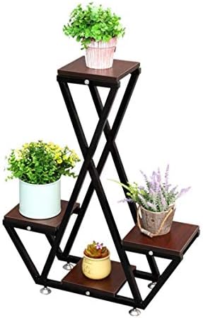 Myerzi 花台 鉢植え 多機能収納ラック フラワーラックアイアンメタル工場パティオ立ち工場ウッドボード工場植木鉢ホルダーの表示は 屋外 新色 屋外のバルコニー装飾ラック用スタンド 植物棚 盆栽棚 室内