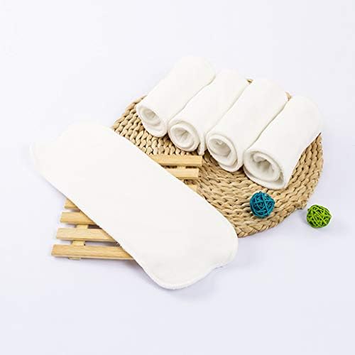 Baby Cloth Diaper Inserts 5-Layer Charcoal Bamboo Reusable Liners - Insert - for Cloth Diapers (Pack of 15) (White) Liner