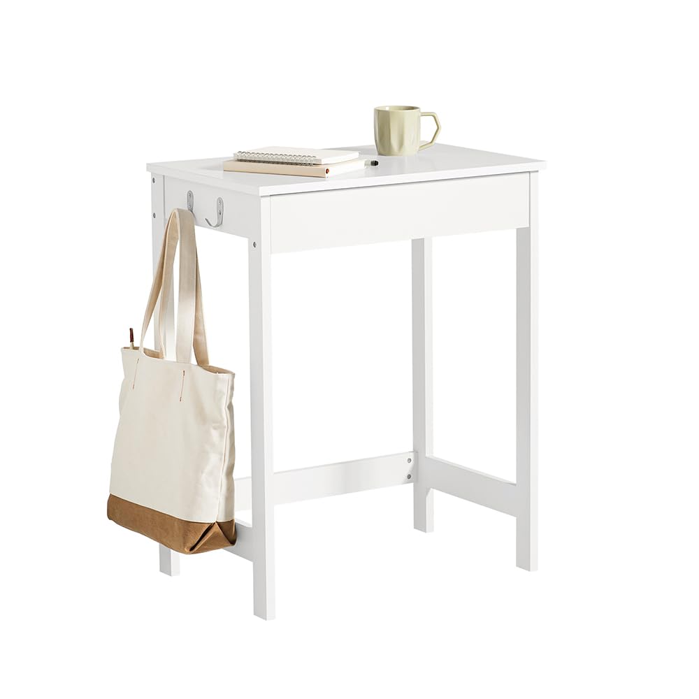 Photo 1 of (PARTIAL SET) Haotian Small Desk with Drawers, Mini Writing Table, Vanity Table Computer Workstation Children Teenagers Desk with Hooks, White FWT43-W