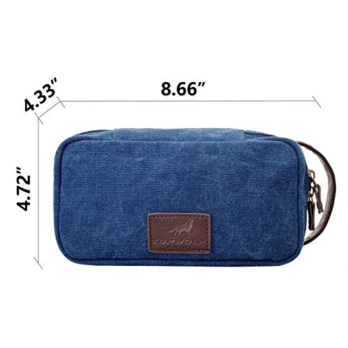 Toiletry Bag for Men Canvas Artificial Leather Trimming Make Up Bag