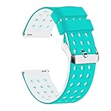 Lwsengme Silicone Quick Release - Choose Color & Width (18mm, 20mm,22mm) - Soft Rubber Watch Bands (Teal/White, 20mm)