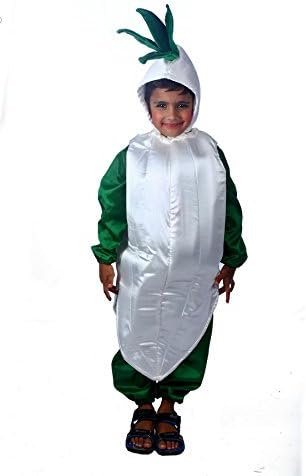 Shree Balaji Dress Big Boys' Radish Vegetable Fancy Dress Cosplay Costume Large White