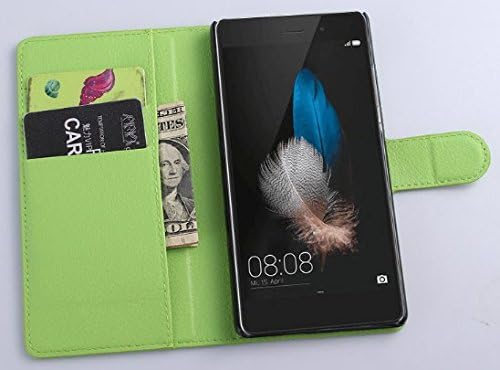 huawei P8lite Leather Case, [Kickstand Feature] [Perfect Fit] huawei P8lite Wallet Case, Luxury Wallet PU Leather Case Flip Cover Built-in Card Slots (huawei P8lite Case-Wallet-Green)