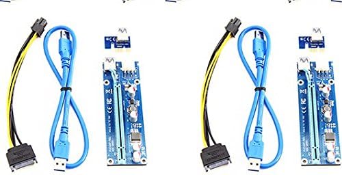 PPCS PCI Express Riser Card 1x to 16x PCI-E Risers 6Pin Power Version 009S - 2 Pack