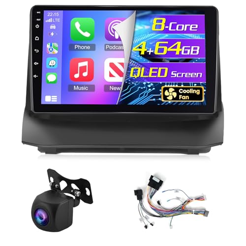 NHOPEEW 8 Core 4+64G 9 Inch Android Radio for Ford Fiesta 2009-2017 – Wireless CarPlay & Android Car GPS 3D Model Car Presentation SWC FM RDS DSP Split Screen + Rear Camera