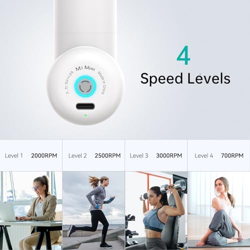 opove M3 Mini Massage Gun for Back Pain Relief, with Facial Mode, 7mm Amplitude, 4 Speed Levels Ultralight Portable and Rechargeable Fascia Gun Active Recovery Women Gifts
