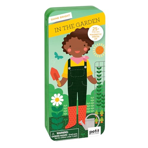 Petit Collage: Shine Bright - in The Garden Magnetic Dress-Up Toy Magnetic Game Board with Mix and Match Magnetic Pieces, Ideal for Ages 3+ – Includes 2 Scenes and 25 Creative Magnetic Pieces
