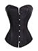 Chicastic Black Satin Sexy Strong Boned Corset Lace Up Bustier Top - Also White & Red