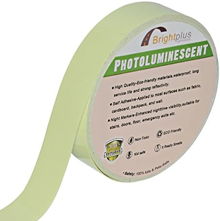 Brightplus 2cm x 9.14m Photoluminescent Tape Sticker Eco-Friendly Glow in The Dark for Decoration & Marking & Warning