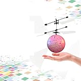 GOODCULLER RC Flying Ball,Hand Flying UFO Ball Drone Helicopter Ball Built-in Shinning LED Lighting Flashing Light Aircraft Helicopter Induction Toy Electronic Light-Up Toys for Kids Teenagers