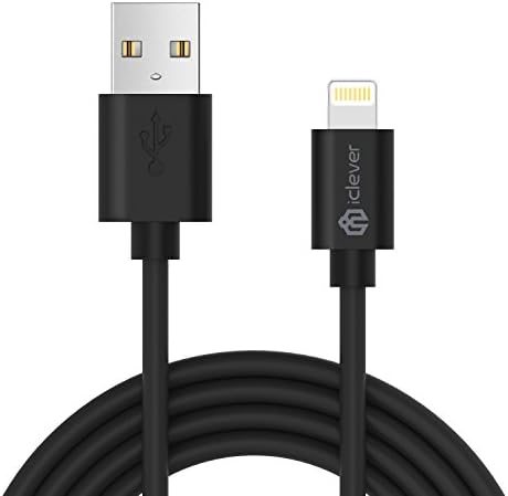 [Apple MFi Certified] iClever iPhone Charger Cable, 6ft Premium 8-Pin Lightning to USB Cable with Ultra Compact Connector Head for iPhone X/8/8 Plus/7/6/6s Plus/5s, iPad Air/Mini/Pro, Black