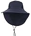 Womens Foldable Flap Cover UPF 50+ UV Protective Wide Brim Bucket Sun Hat w/Bow