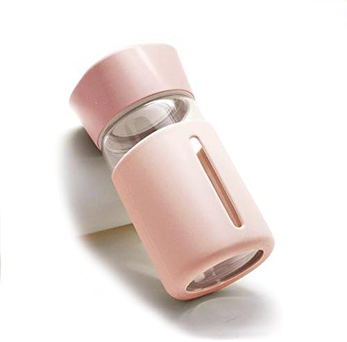 Meticulous Design Portable Glass Water Bottle with Silicone, Reusable Glass Water Bottle for Kids made by Food Grade PP Materials and Silicone -Pink