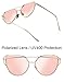 Joopin Cateye Sunglasses for Women, Metal Frame Flat Lens Womens Sunglasses Polarized (Gold Frame Pink Mirrored Lens)