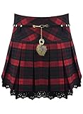 Azbro Women's Plaid Pleated High Waist Skirt