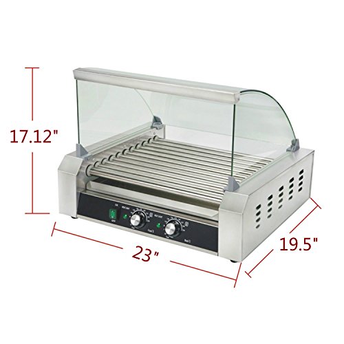 Electric 30 Hot dog Roller Grilling Machine(11 Rollers) Stainless Steel Hot dog Maker Sausage Cooker Warmer Roller Machine (11 Rollers) - Thumbnail 6
