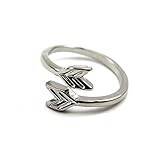 HuaYang Lady Girl Attractive Alloy Double Arrow Ring Finger Rings Xmas Gift(Silver)